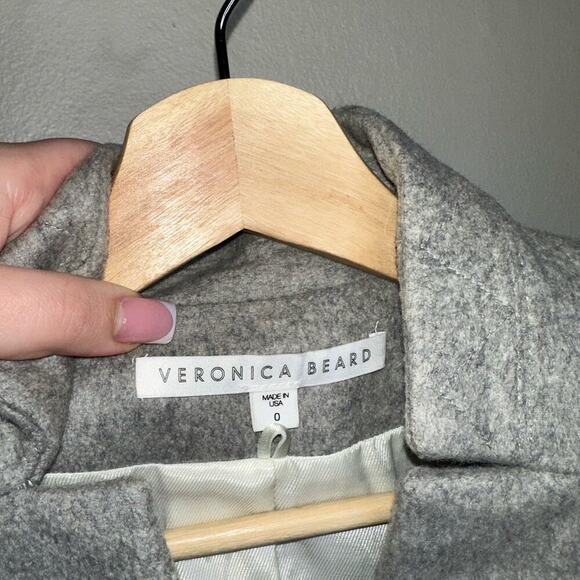 Veronica Beard Longline Car Coat Dickey Wool/Cashmere Blend Light Gray Size 0 - Picture 3 of 10